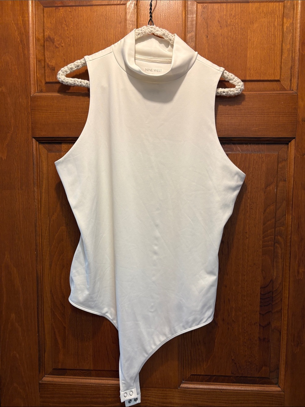 Nine West Cream High Neck Sleeveless Bodysuit